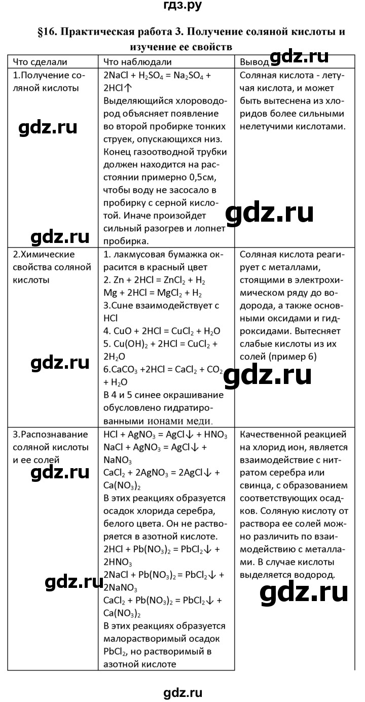 ГДЗ по химии 9 класс  Рудзитис   §16 - Практическая работа 3, Решебник №1 к учебнику 2016