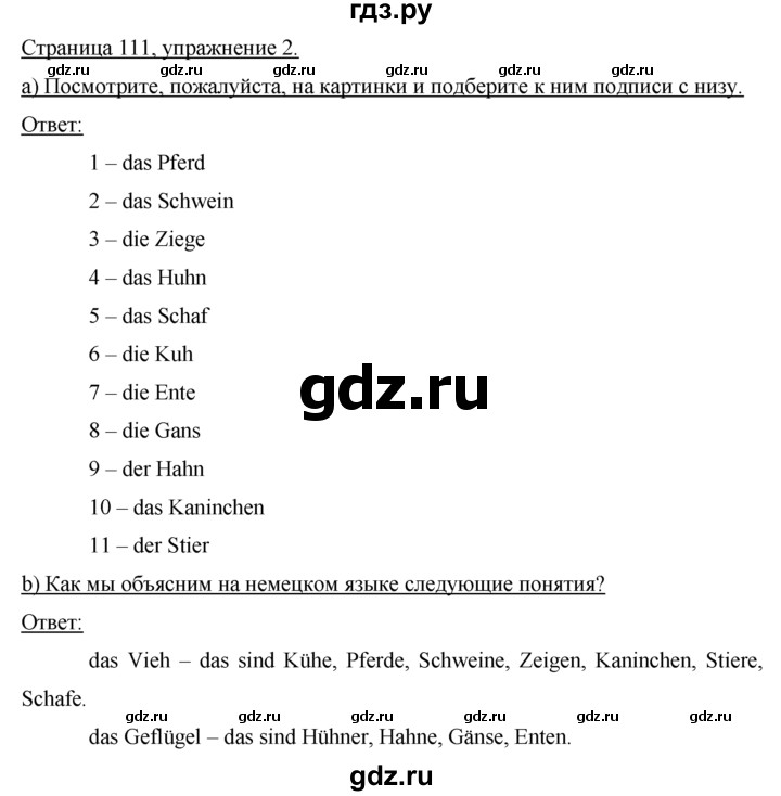 ГДЗ по немецкому языку 7 класс Бим страница - 111, Решебник №1 2015