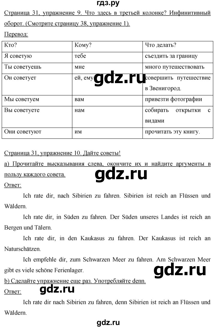 ГДЗ по немецкому языку 7 класс Бим страница - 31, Решебник №1 2015