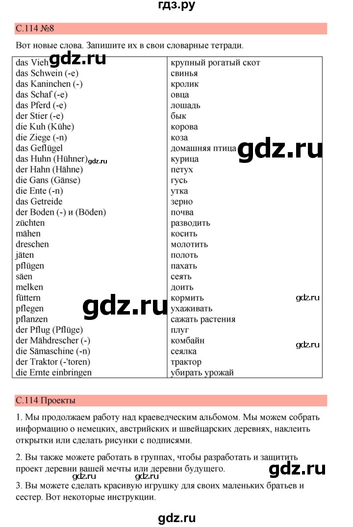 ГДЗ по немецкому языку 7 класс Бим страница - 114, Решебник 2023