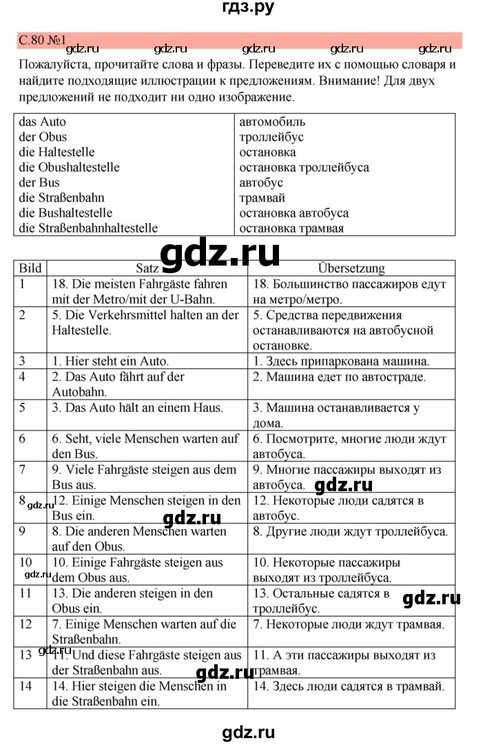 ГДЗ по немецкому языку 7 класс Бим страница - 80, Решебник 2023