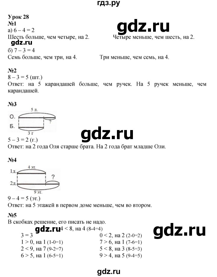 ГДЗ по математике 1 класс  Петерсон   часть 2 - Урок 28, Решебник №1 к учебнику 2022 6-е изд.