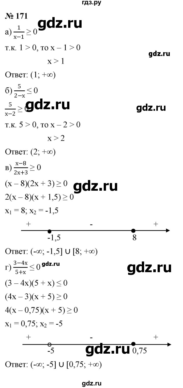 ГДЗ по алгебре 9 класс  Никольский   номер - 171, Решебник к учебнику 2022