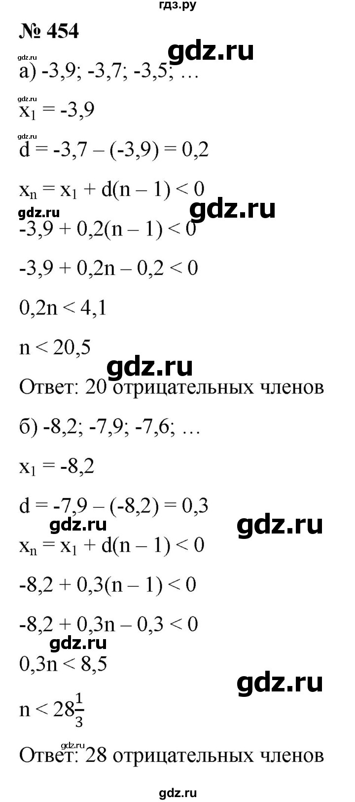 ГДЗ по алгебре 9 класс  Никольский   номер - 454, Решебник к учебнику 2022
