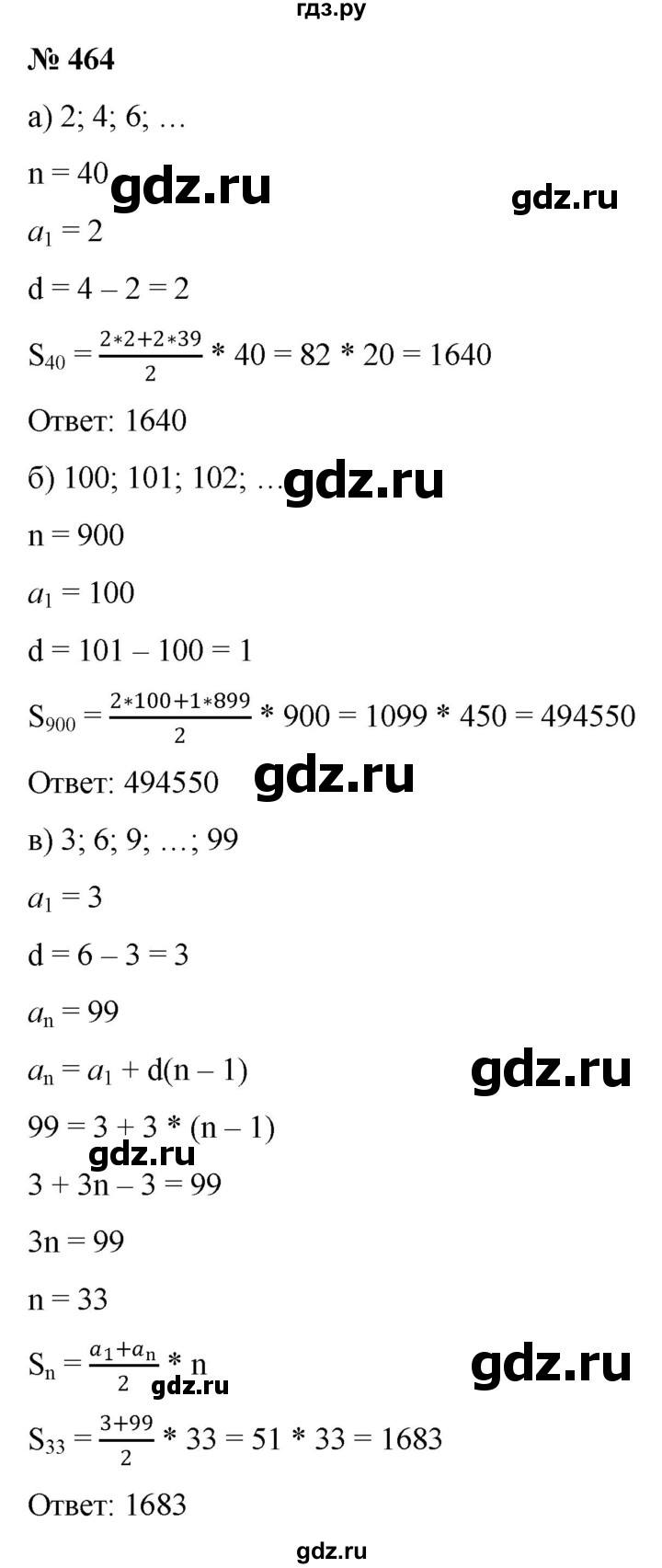 ГДЗ по алгебре 9 класс  Никольский   номер - 464, Решебник к учебнику 2022