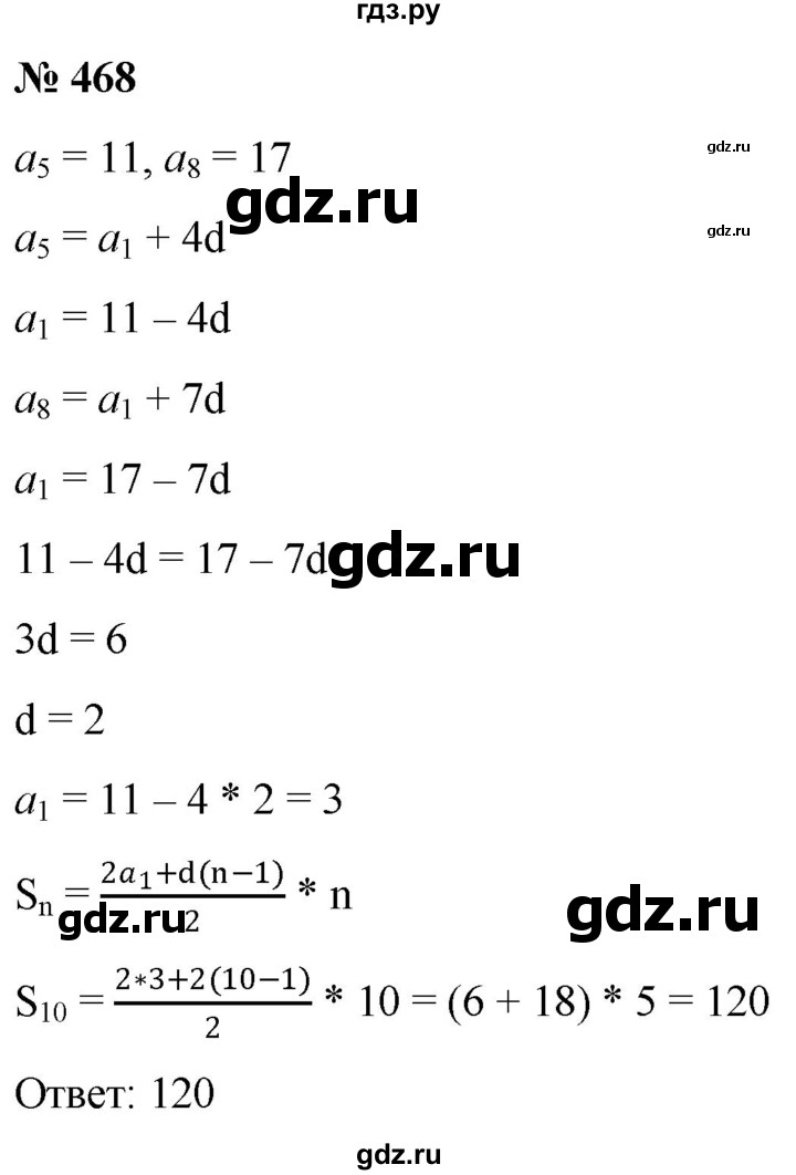 ГДЗ по алгебре 9 класс  Никольский   номер - 468, Решебник к учебнику 2022