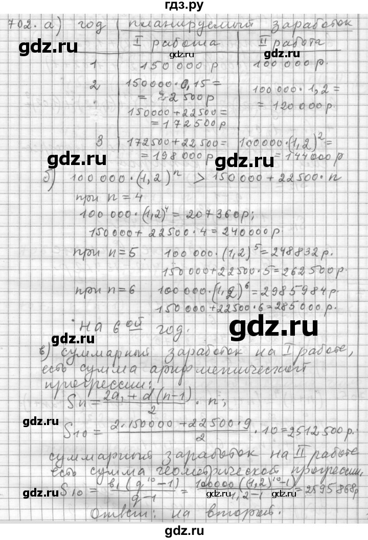 ГДЗ по алгебре 9 класс  Дорофеев   номер - 702, Решебник к учебнику 2015
