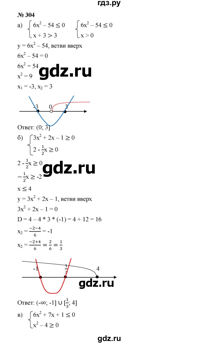 ГДЗ по алгебре 9 класс  Дорофеев   номер - 304, Решебник к учебнику 2019