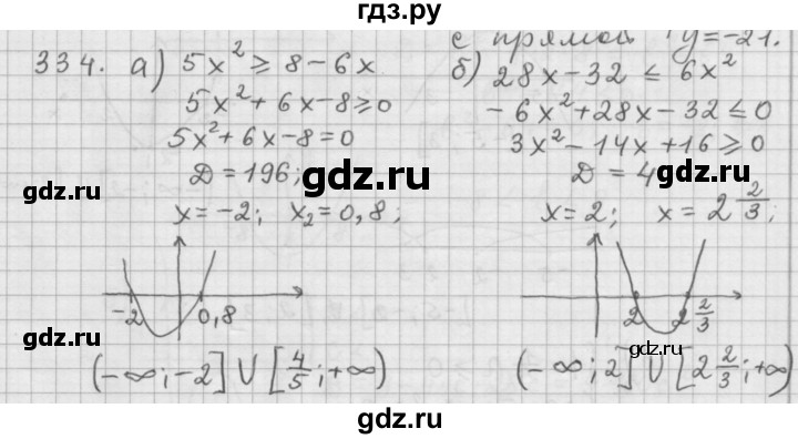 ГДЗ по алгебре 9 класс Дорофеев Базовый уровень глава 2 / упражнение - 334, Решебник 2015