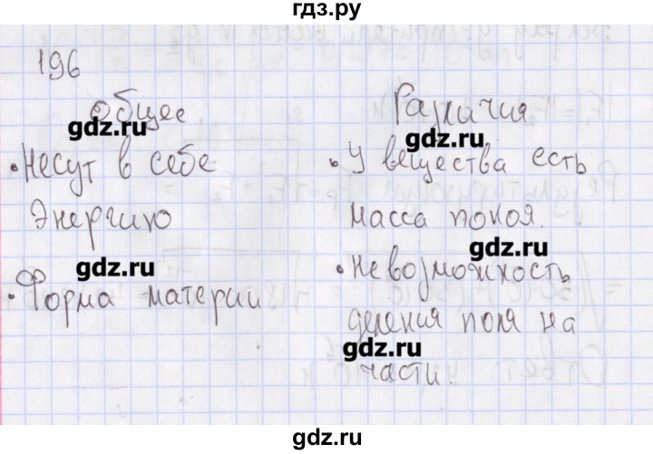 ГДЗ по физике 10 класс Пурышева рабочая тетрадь Базовый уровень задача - 196, Решебник №2