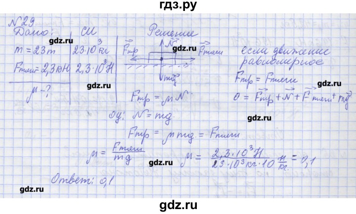 ГДЗ по физике 10 класс Пурышева рабочая тетрадь Базовый уровень задача - 29, Решебник №1