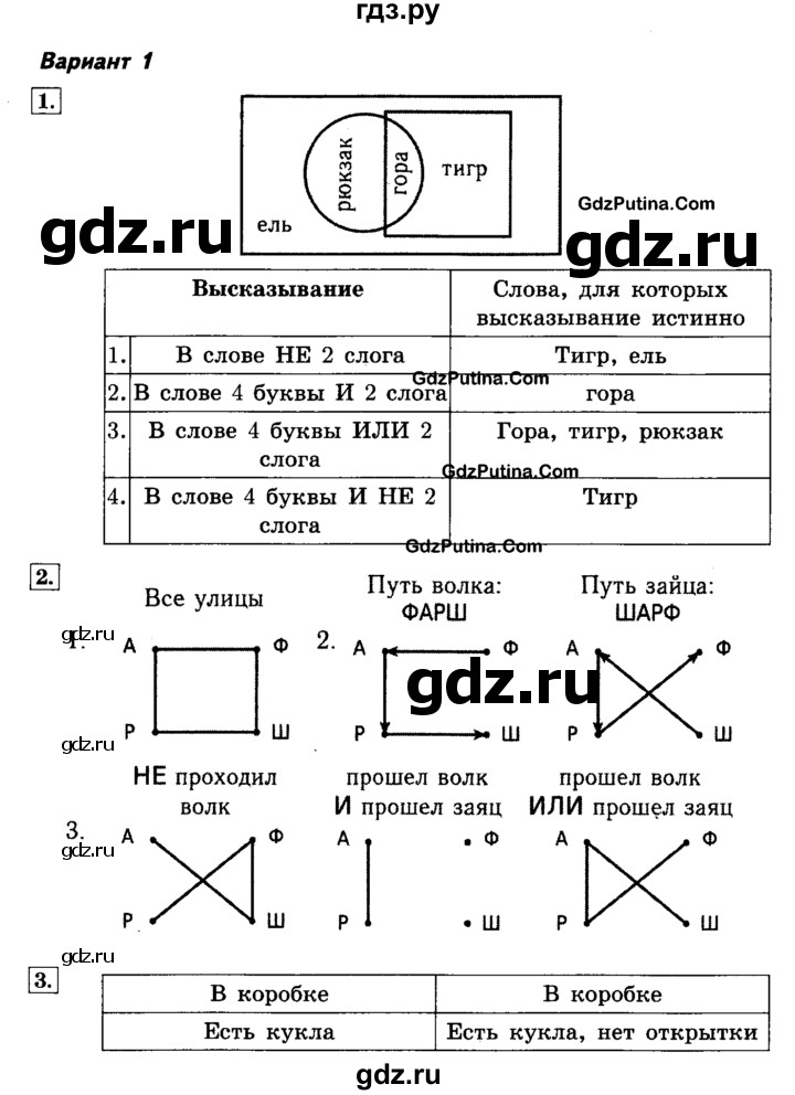 ГДЗ по информатике 4 класс  Горячев   контрольная работа / №2 - Вариант 1, решебник