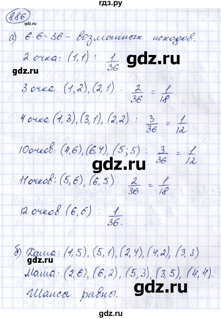 ГДЗ по алгебре 8 класс  Дорофеев   упражнение - 886, Решебник к учебнику 2014