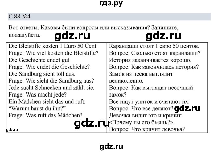 ГДЗ по немецкому языку 5 класс Бим рабочая тетрадь страница - 88, Решебник 2023