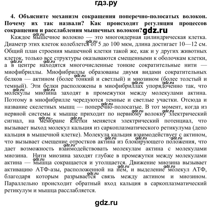 ГДЗ по биологии 9 класс Сапин   Мышцы - 4, Решебник