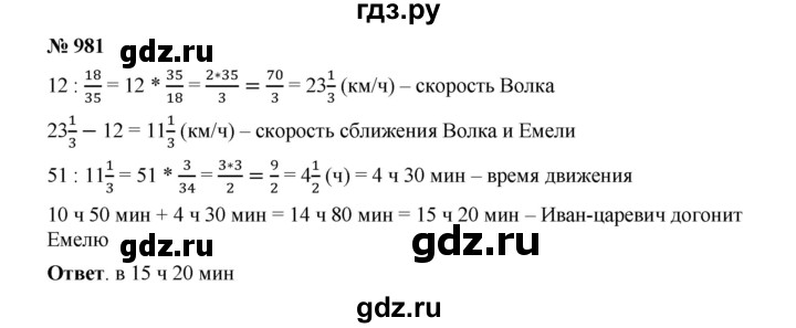 ГДЗ по математике 6 класс  Мерзляк  Базовый уровень номер - 981, Решебник №1 к учебнику 2020