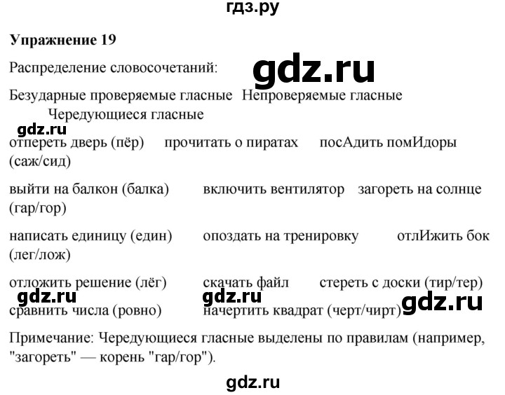 ГДЗ по русскому языку 7 класс Рыбченкова часть 1 / упражнение - 19, Решебник 2025