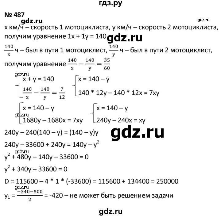 ГДЗ по алгебре 9 класс  Мерзляк   упражнение - 487, Решебник к учебнику 2021