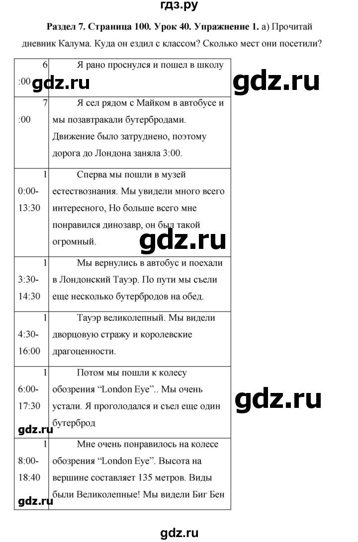 ГДЗ по английскому языку 5 класс Комарова страница - 100, Решебник №1 2015