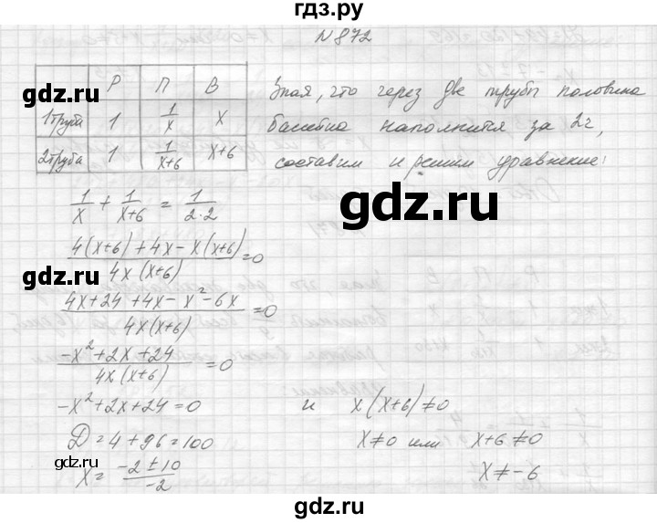 ГДЗ по алгебре 8 класс  Макарычев  Углубленный уровень упражнение - 872, Решебник к учебнику 2014