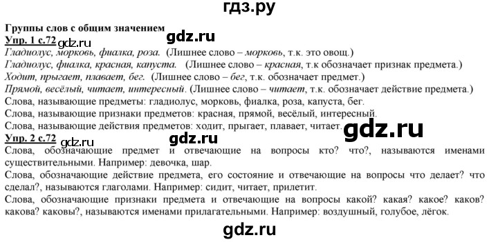 ГДЗ по русскому языку 2 класс Желтовская часть 1. страница - 72, Решебник №1 2013