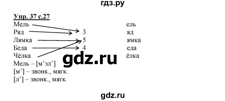 ГДЗ по русскому языку 2 класс Байкова рабочая тетрадь (Чуракова) тетрадь №2 - 37, Решебник №1