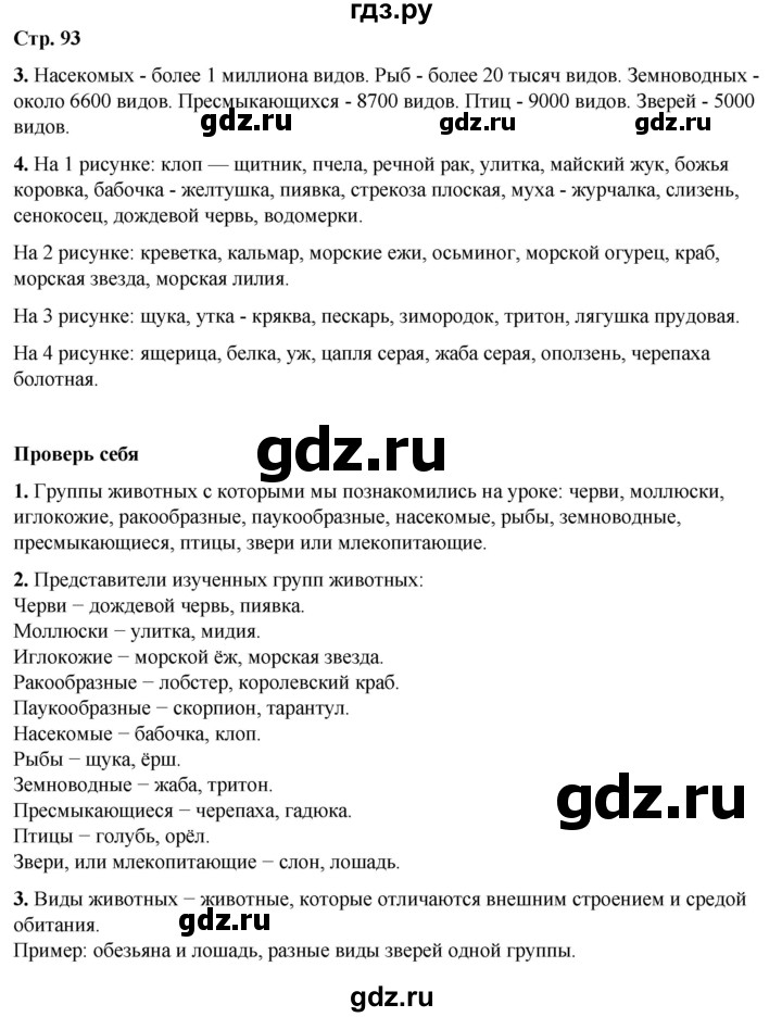 ГДЗ по окружающему миру 3 класс  Плешаков   часть 1. страница - 93, Решебник к учебнику 2023