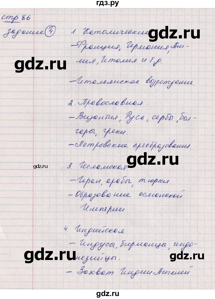 ГДЗ по истории 6 класс Данилов рабочая тетрадь (Средних веков)  страница - 86, Решебник