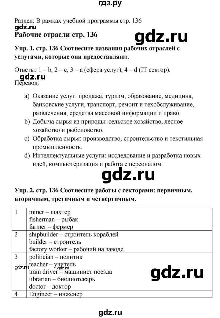 ГДЗ по английскому языку 9 класс Комарова страница - 136, Решебник 2016