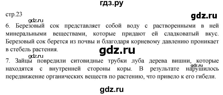 ГДЗ по биологии 6 класс Пасечник рабочая тетрадь страница - 23, Решебник 2024
