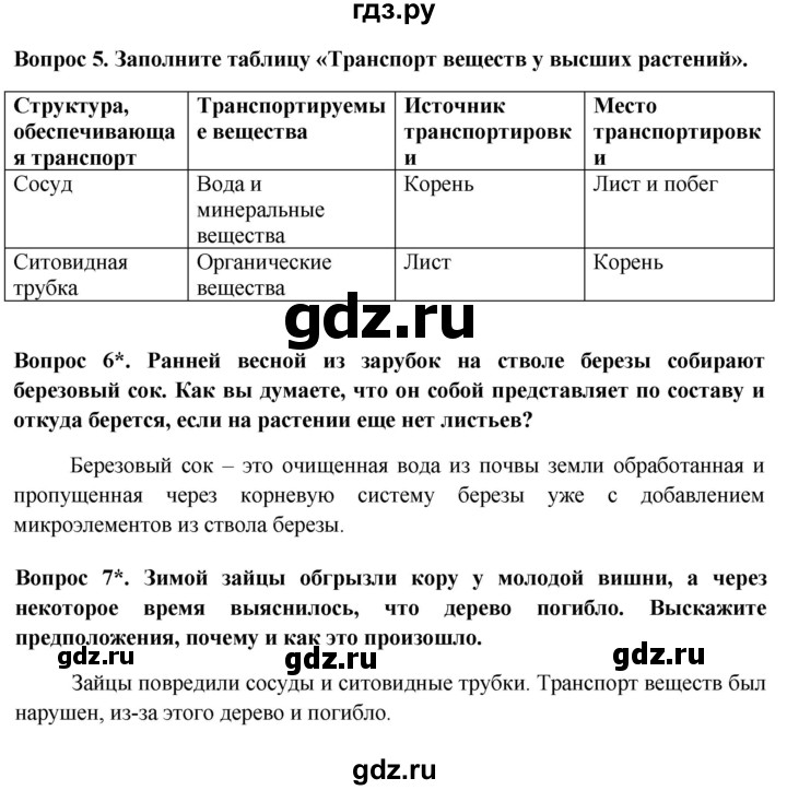 ГДЗ по биологии 6 класс Пасечник рабочая тетрадь страница - 23, Решебник 2016