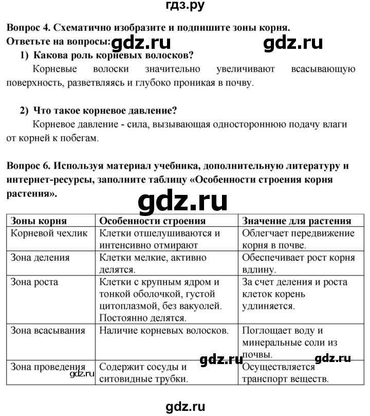 ГДЗ по биологии 6 класс Пасечник рабочая тетрадь страница - 7, Решебник 2016