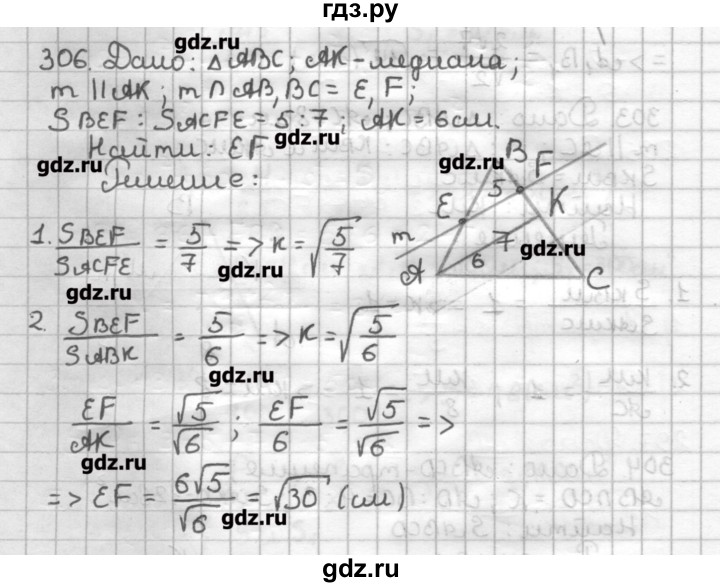 ГДЗ по геометрии 9 класс Мерзляк дидактические материалы  вариант 3 - 306, Решебник
