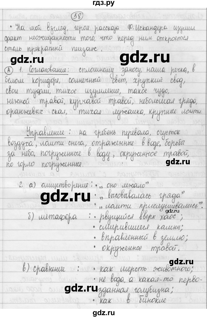 ГДЗ по русскому языку 8 класс Рыбченкова часть 1 / упражнение - 58, Решебник 2015