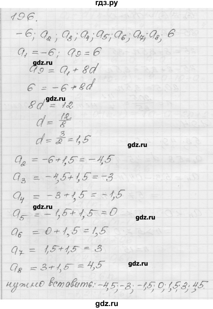 ГДЗ по алгебре 9 класс Мерзляк дидактические материалы  вариант 1 - 196, Решебник