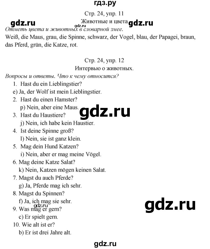 ГДЗ по немецкому языку 5 класс  Аверин рабочая тетрадь  страница - 24, Решебник №1