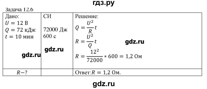 ГДЗ по физике 8 класс Кабардин   задача / § 12 - 6, Решебник