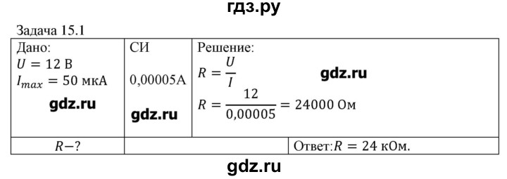ГДЗ по физике 8 класс Кабардин   задача / § 15 - 1, Решебник