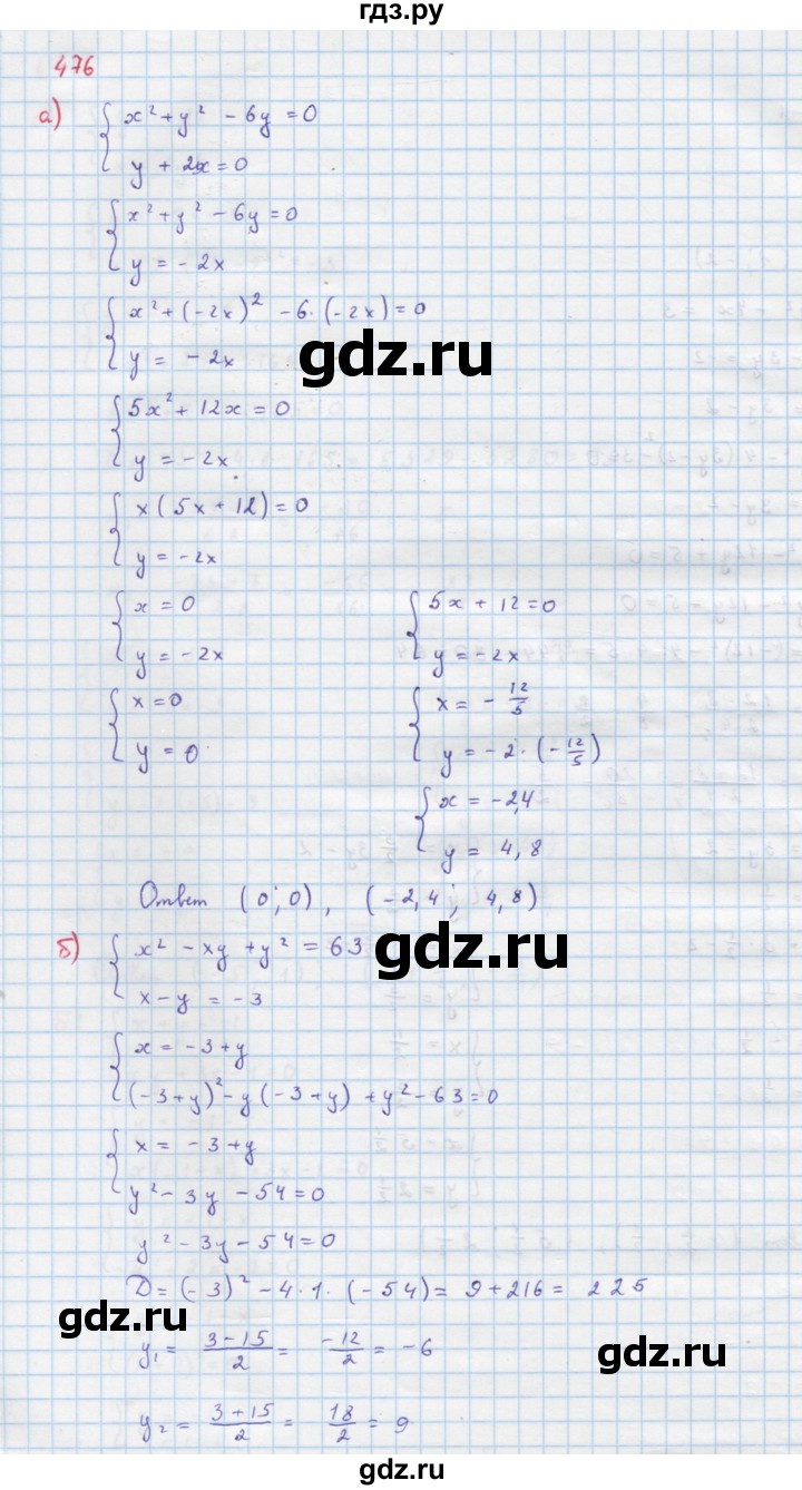 ГДЗ по алгебре 9 класс Макарычев  Углубленный уровень упражнение - 476, Решебник к учебнику 2018