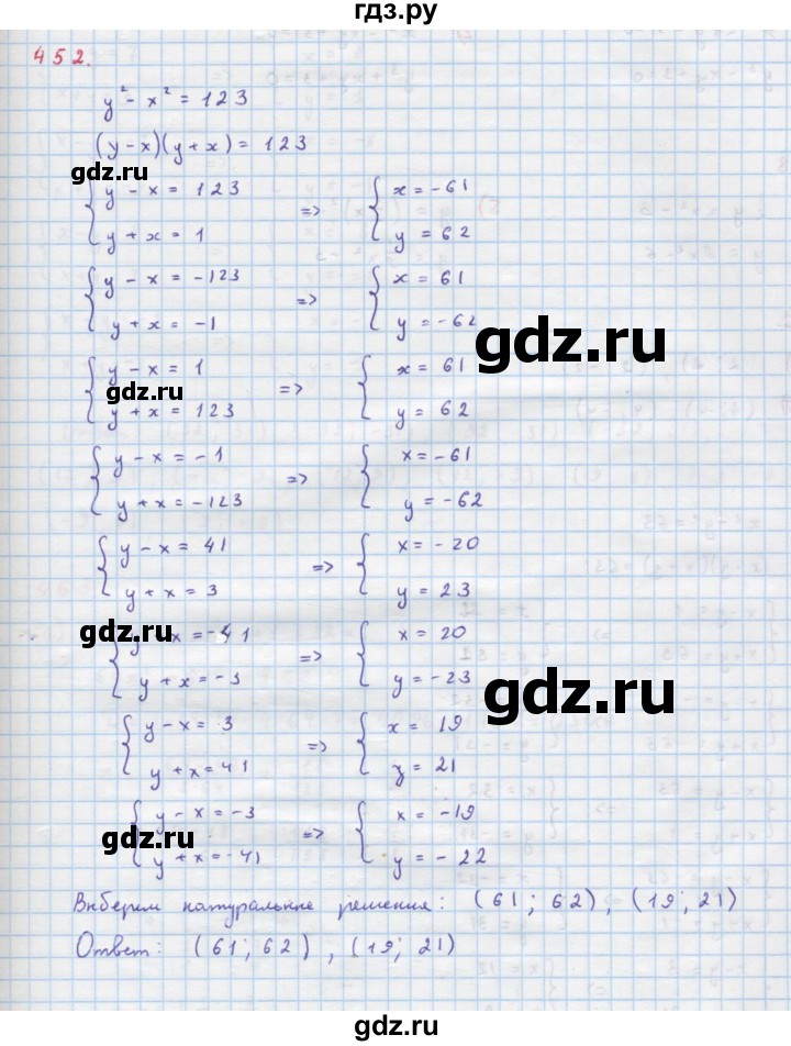 ГДЗ по алгебре 9 класс Макарычев  Углубленный уровень упражнение - 452, Решебник к учебнику 2022