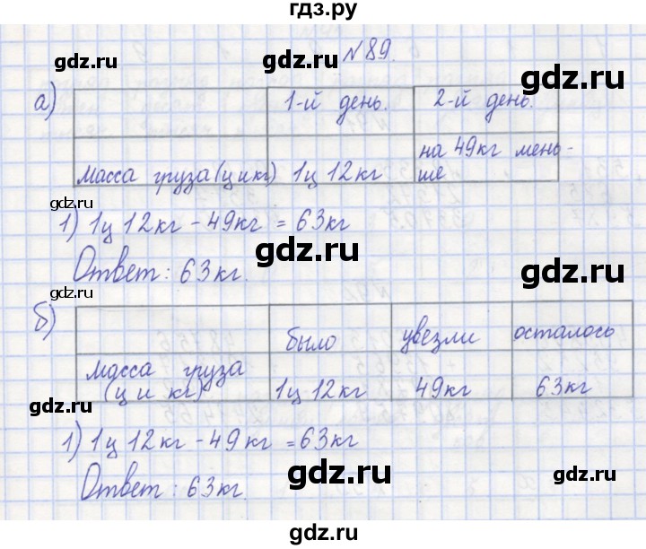 ГДЗ по математике 3 класс Захарова тетрадь для самостоятельной работы (Чекин) часть 1. задание - 89, Решебник №1