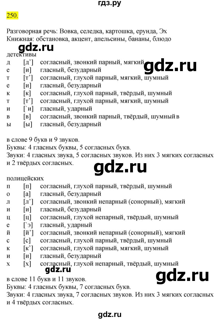 ГДЗ по русскому языку 6 класс Быстрова   часть 1 / упражнение - 250, Решебник к учебнику 2020