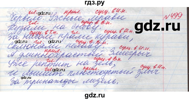 ГДЗ по русскому языку 4 класс Нечаева   упражнение - 499, Решебник №1