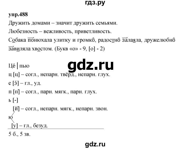 ГДЗ по русскому языку 4 класс Нечаева упражнение - 488, Решебник 2023