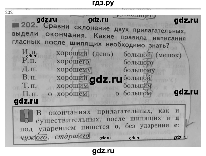 ГДЗ по русскому языку 4 класс Нечаева упражнение - 202, Решебник №1 2014