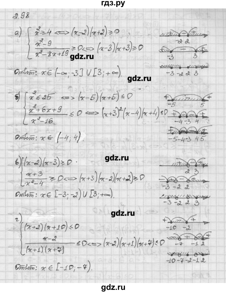 ГДЗ по алгебре 10 класс Никольский   § 2. рациональные уравнения и не равенства. - 2.98, Решебник