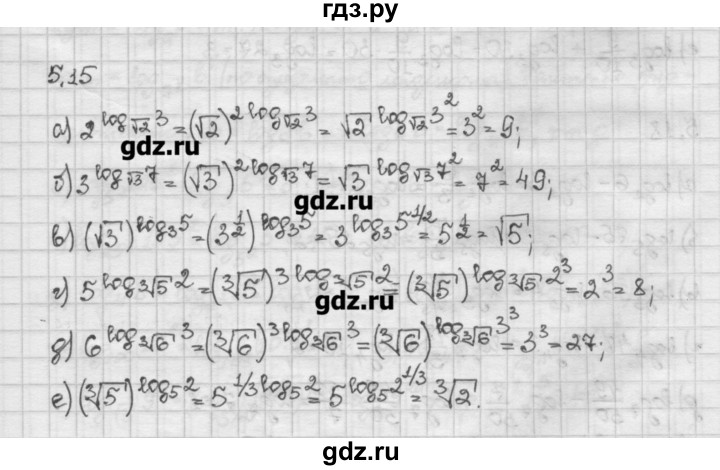 ГДЗ по алгебре 10 класс Никольский   § 5. логарифмы. - 5.15, Решебник