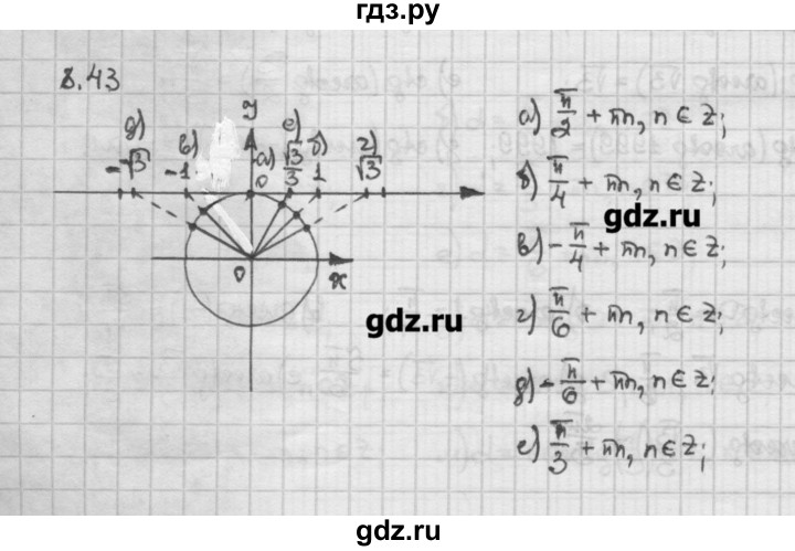 ГДЗ по алгебре 10 класс Никольский   § 8. тангенс и котангенс угла. - 8.43, Решебник