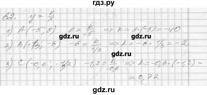 ГДЗ по алгебре 8 класс Мерзляк дидактические материалы  вариант 1 - 62, Решебник №1