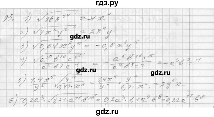 ГДЗ по алгебре 8 класс Мерзляк дидактические материалы  вариант 1 - 93, Решебник №1